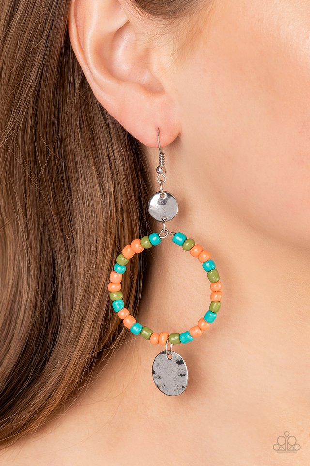 Cayman Catch - Orange - Paparazzi Earring Image
