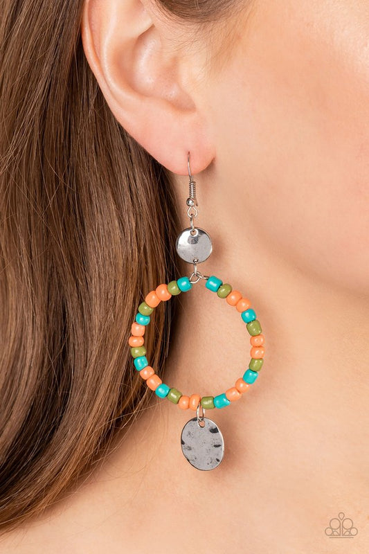 Cayman Catch - Orange - Paparazzi Earring Image