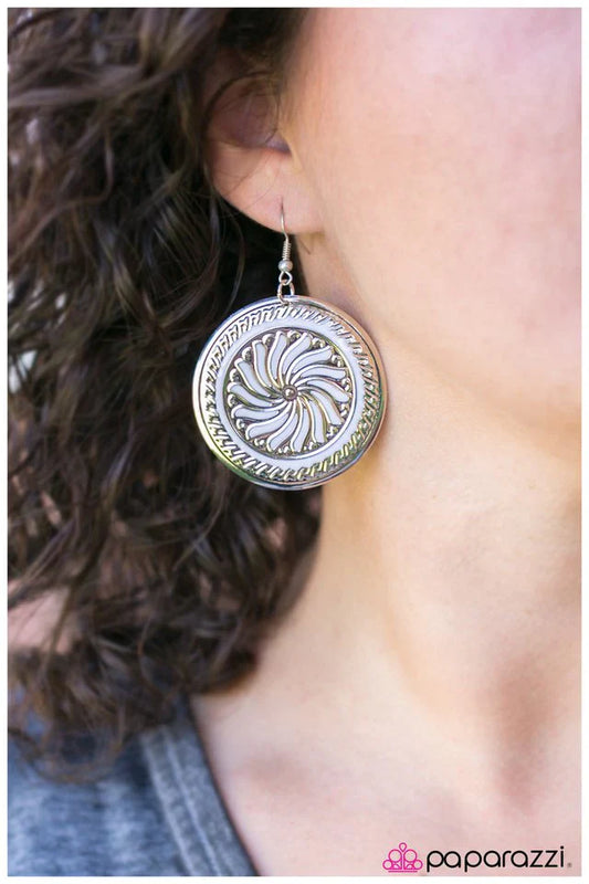 Paparazzi Earring ~ A Hop, Skip, And A Jump - White