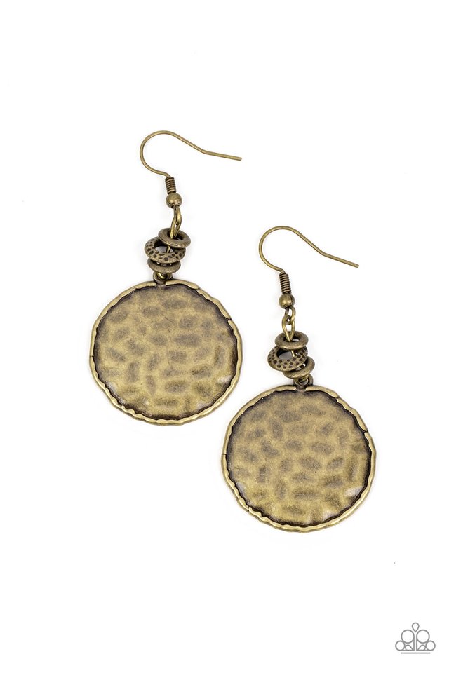 Prehistoric Perfection - Brass - Paparazzi Earring Image