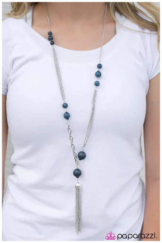 Paparazzi Necklace ~ How Low Can You Go? - Blue