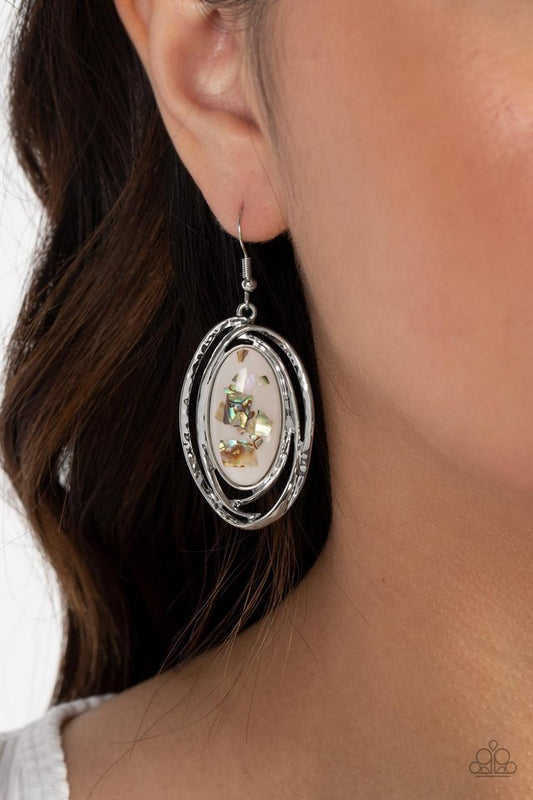 Ocean Floor Oracle - White - Paparazzi Earring Image