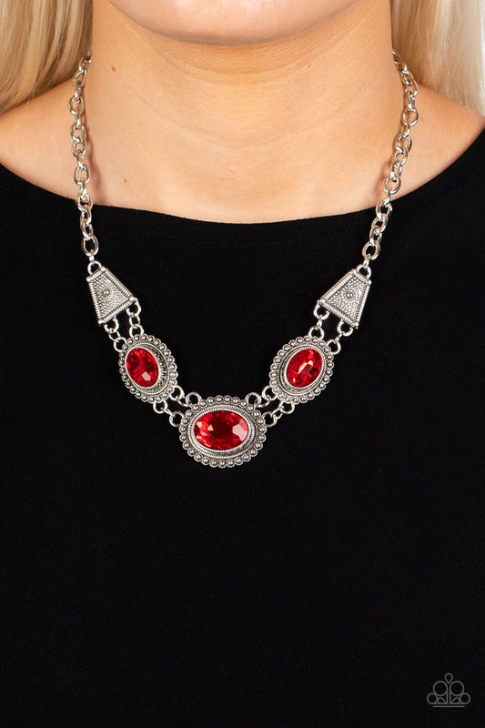 Textured TRAPEZOID - Red - Paparazzi Necklace Image