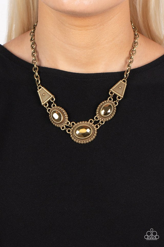 Textured TRAPEZOID - Brass - Paparazzi Necklace Image