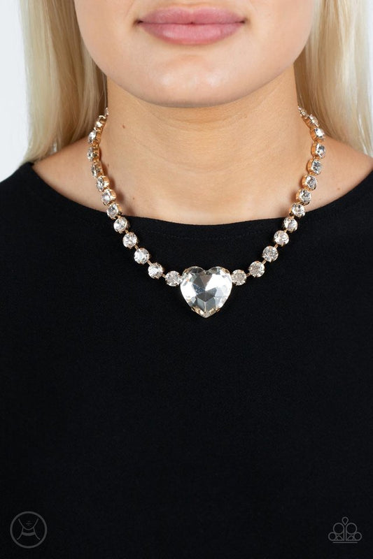 Heart in My Throat - Gold - Paparazzi Necklace Image