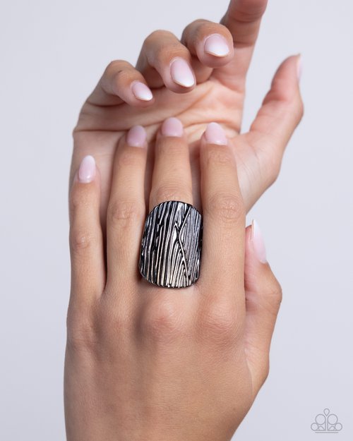 Thrilling Timber - Black - Paparazzi Ring Image