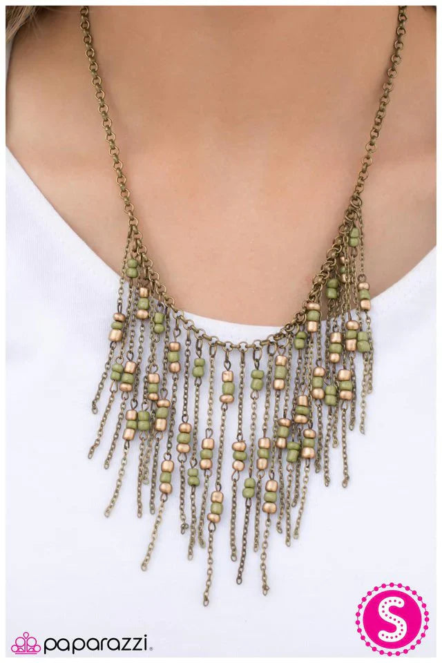 Paparazzi Necklace ~ Southwest Wind - Green