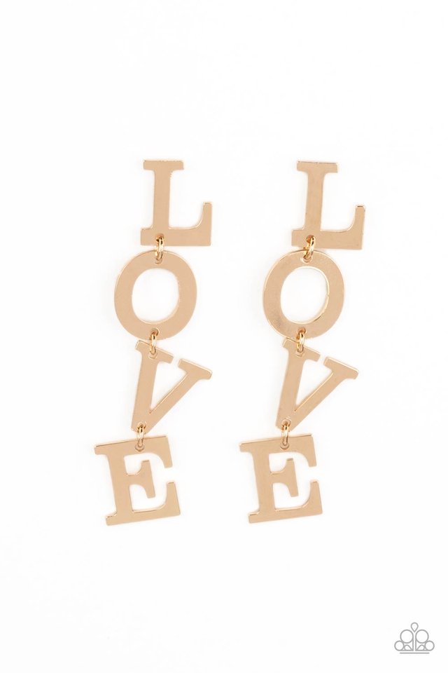 L-O-V-E - Gold - Paparazzi Earring Image