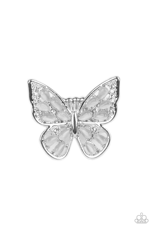 Flying Fashionista - White - Paparazzi Ring Image