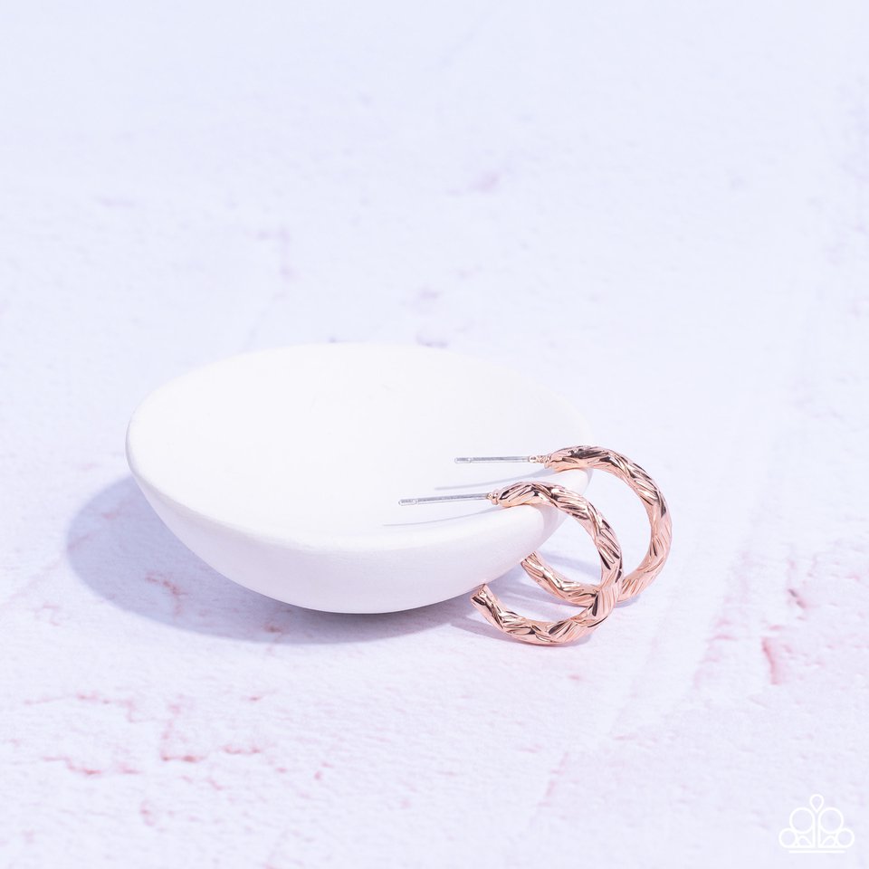 Triumphantly Textured - Rose Gold - Paparazzi Earring Image