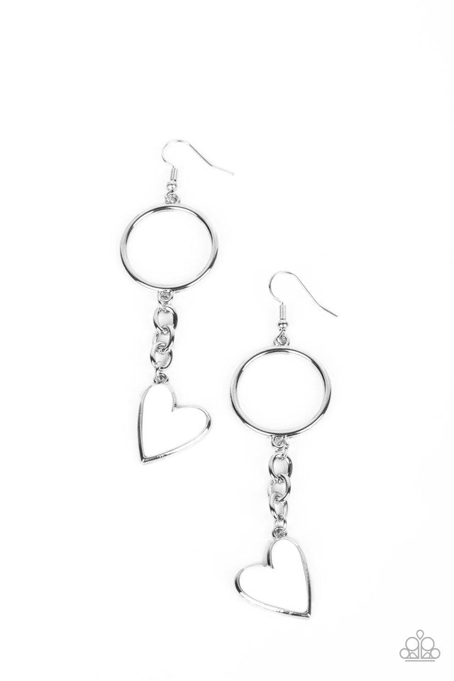 Don’t Miss a HEARTBEAT - White - Paparazzi Earring Image