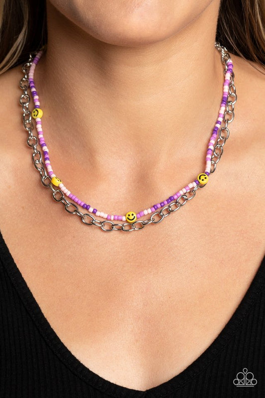 Happy Looks Good on You - Purple - Paparazzi Necklace Image