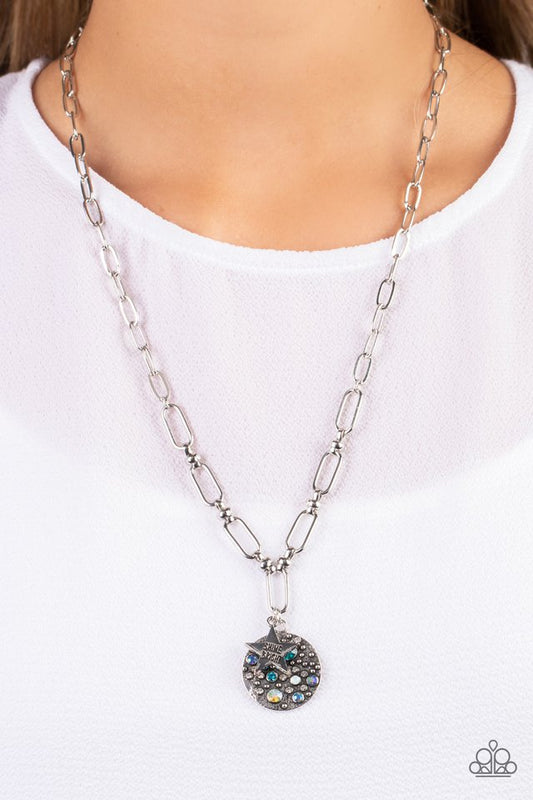 Stardust Saucer - Blue - Paparazzi Necklace Image