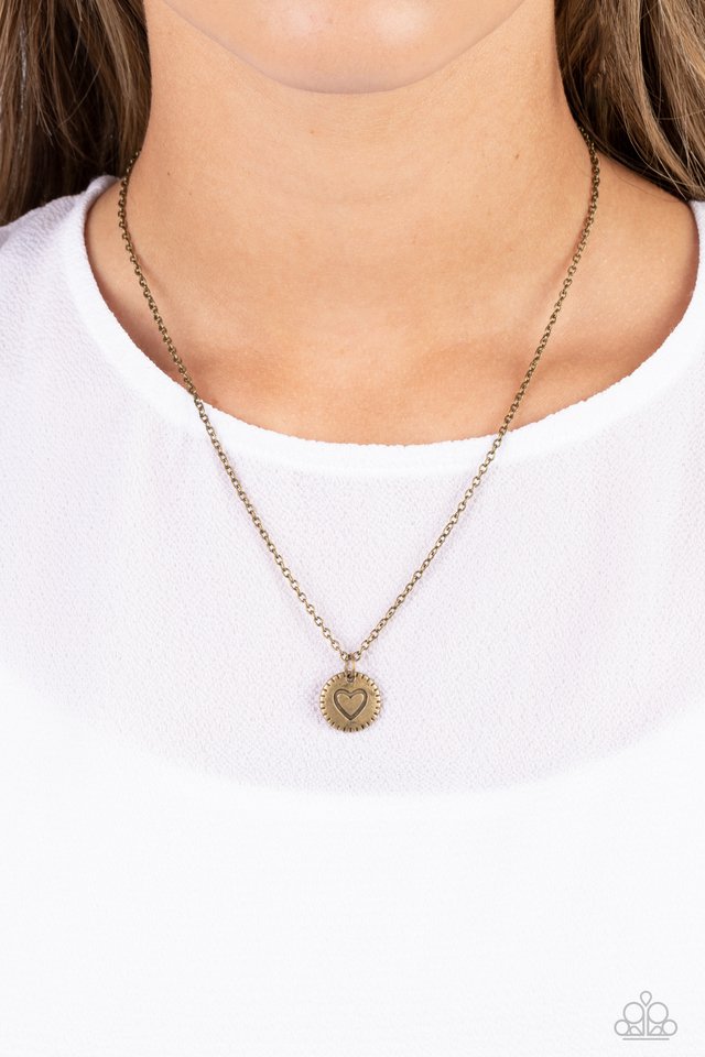 Stamped Sentiment - Brass - Paparazzi Necklace Image