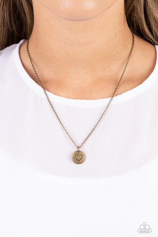 Stamped Sentiment - Brass - Paparazzi Necklace Image