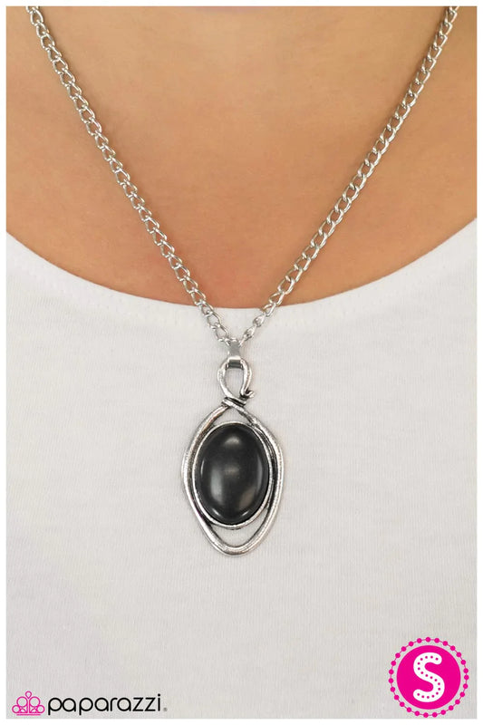 Paparazzi Necklace ~ Skipping Stones - Black