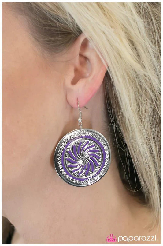 Paparazzi Earring ~ A Hop, Skip, And A Jump - Purple