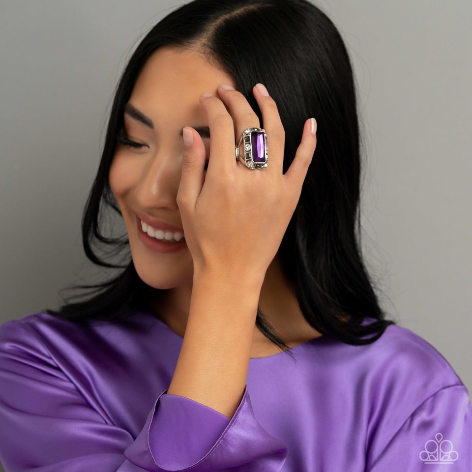 Radiant Rhinestones - Purple - Paparazzi Ring Image