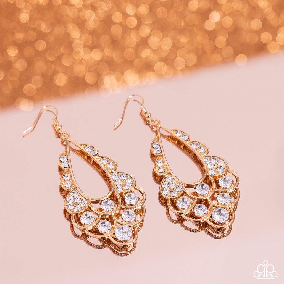Majestic Masquerade - Gold - Paparazzi Earring Image