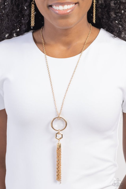 Tassel Tune - Gold - Paparazzi Necklace Image