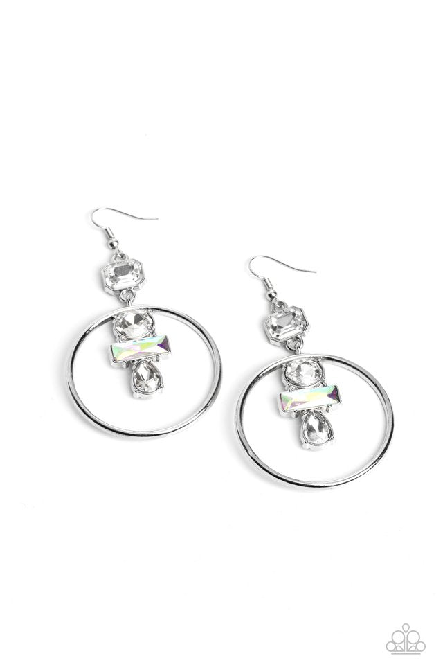 Geometric Glam - White - Paparazzi Earring Image