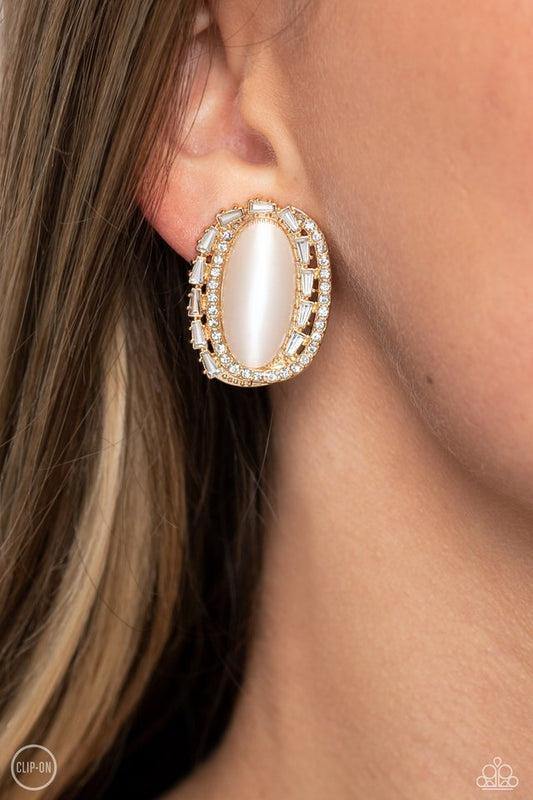 Shimmery Statement - Gold - Paparazzi Earring Image