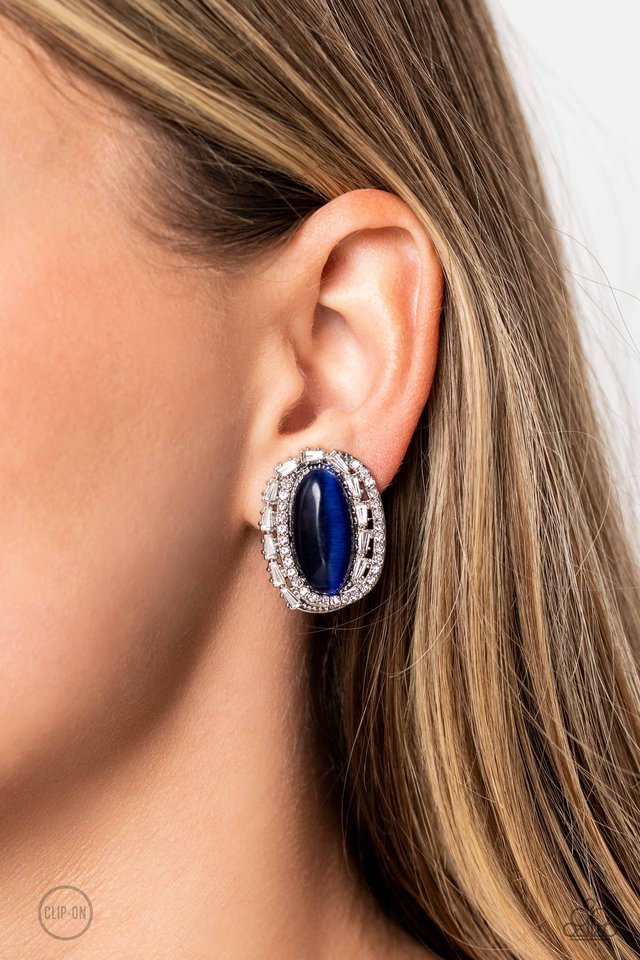 Shimmery Statement - Blue - Paparazzi Earring Image