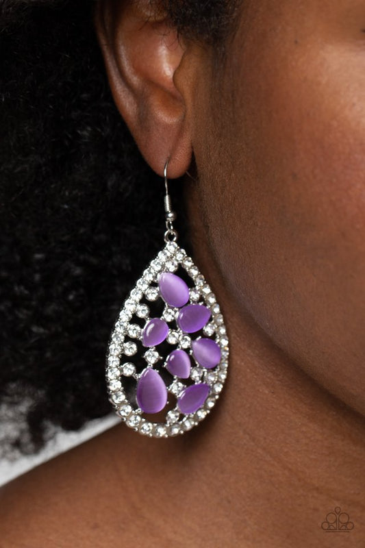 Cats Eye Class - Purple - Paparazzi Earring Image
