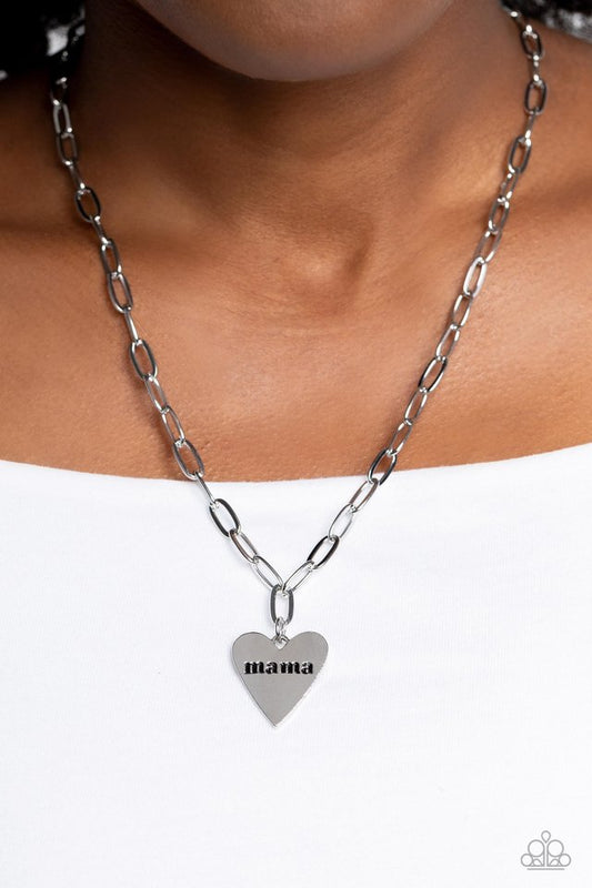 Mama Cant Buy You Love - Silver - Paparazzi Necklace Image