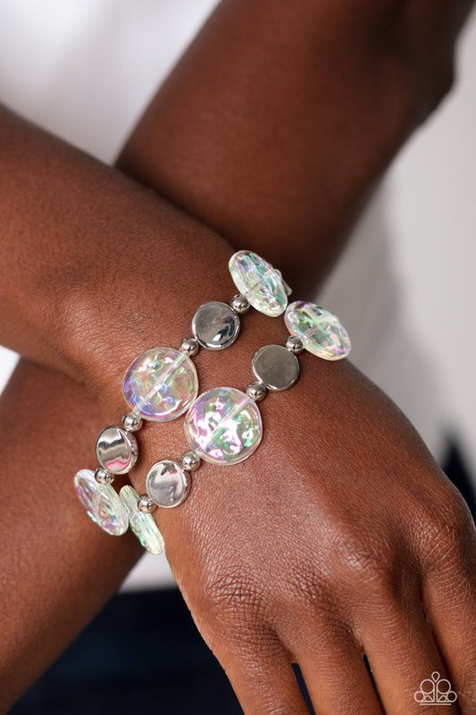 Discus Throw - White - Paparazzi Bracelet Image