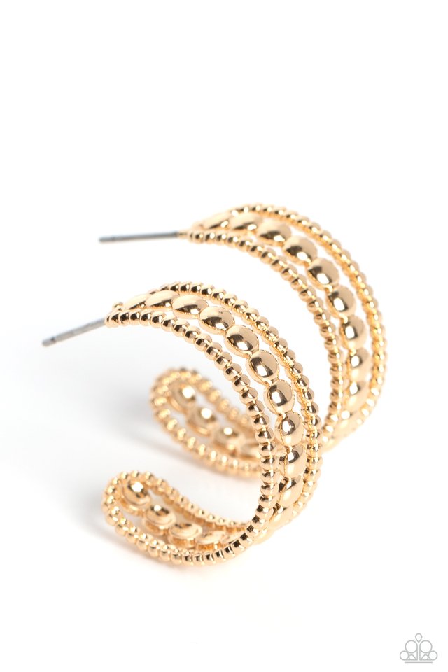 Dotted Darling - Gold - Paparazzi Earring Image