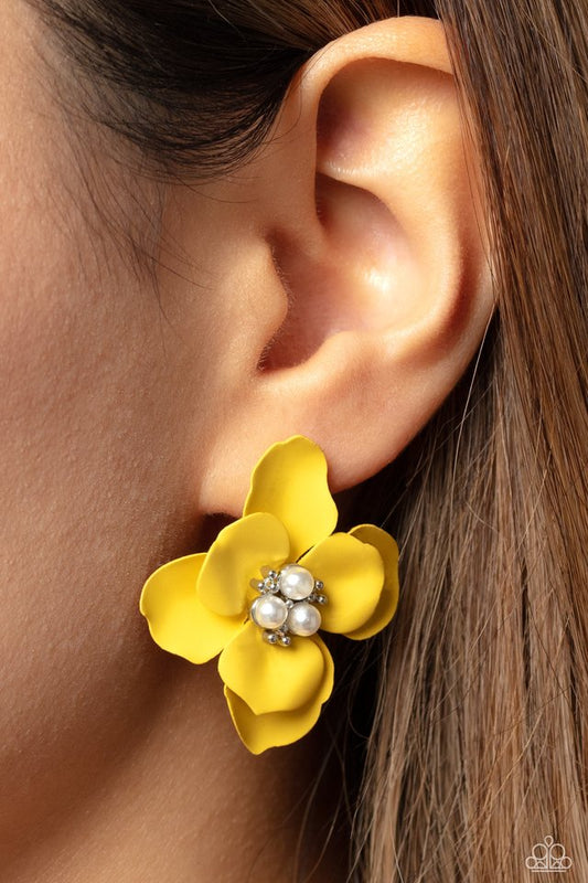 Jovial Jasmine - Yellow - Paparazzi Earring Image