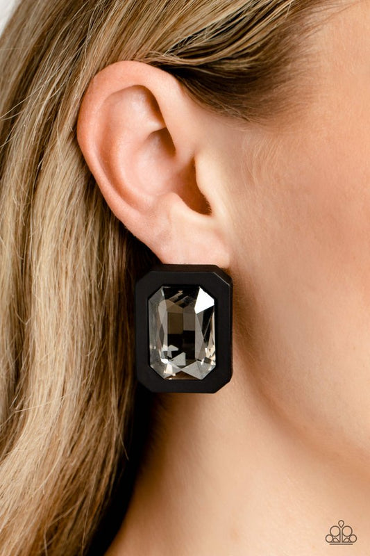 Edgy Emeralds - Black - Paparazzi Earring Image