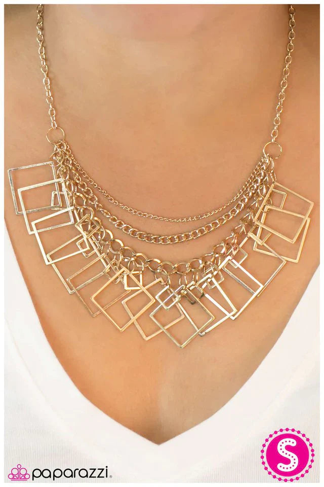 Paparazzi Necklace ~ On The Quad - Gold