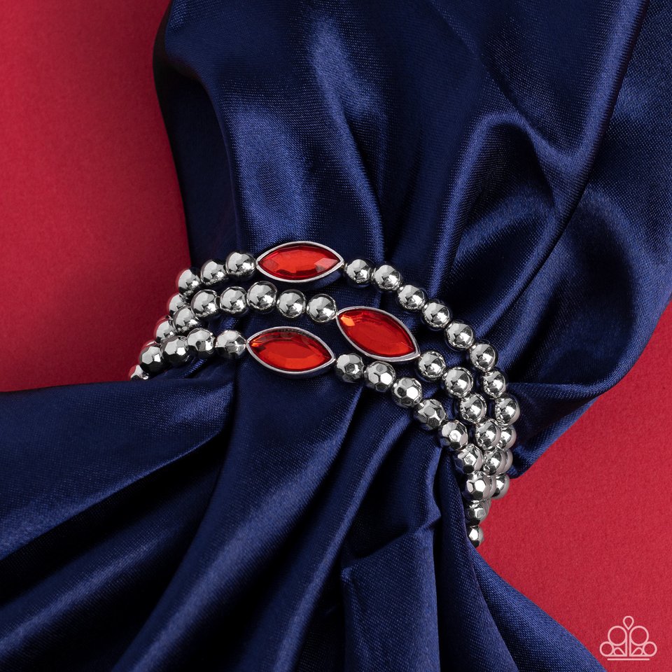 Twinkling Team - Red - Paparazzi Bracelet Image