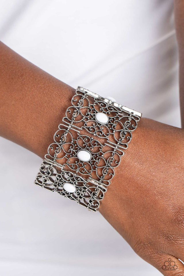 Fairest Filigree - White - Paparazzi Bracelet Image