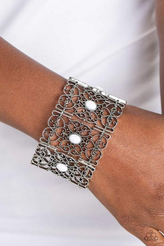 Fairest Filigree - White - Paparazzi Bracelet Image