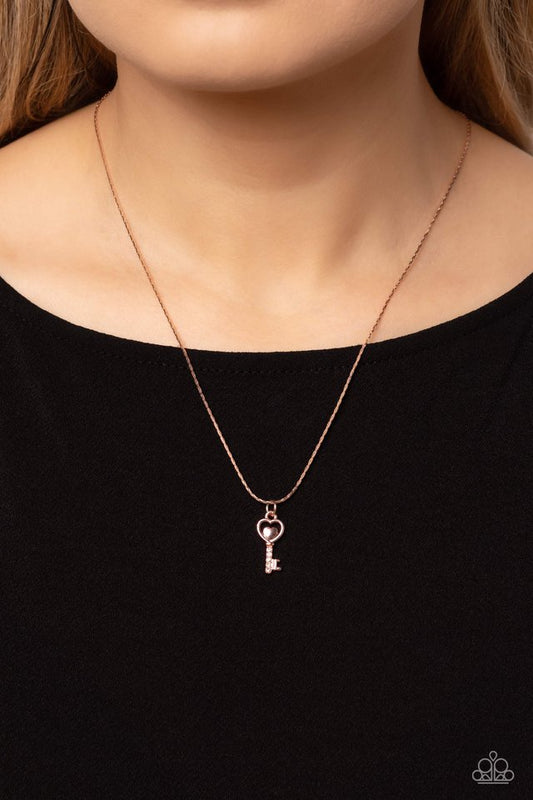 LOVE-Locked - Rose Gold - Paparazzi Necklace Image