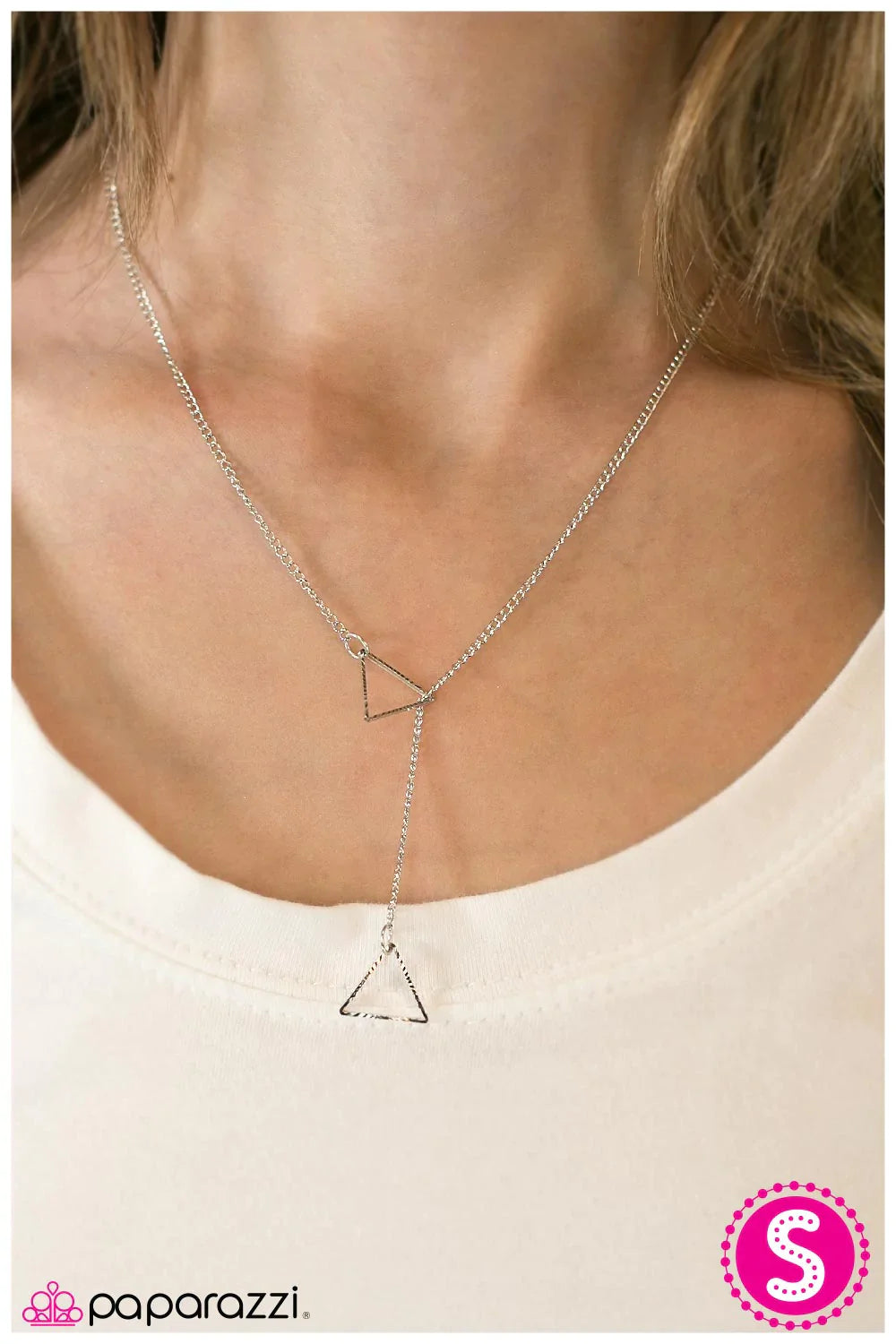 Paparazzi Necklace ~ Love Triangle  - Silver