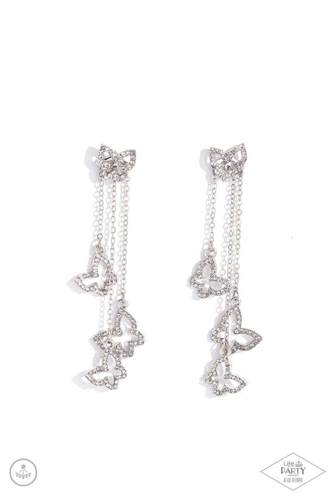 Boisterous Butterfly - White - Paparazzi Earring Image