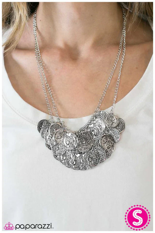 Paparazzi Necklace ~ COIN Artist - Silver