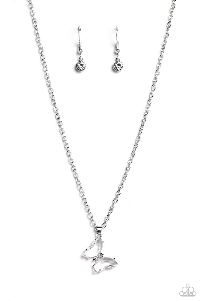 Butterfly Lullaby - White - Paparazzi Necklace Image