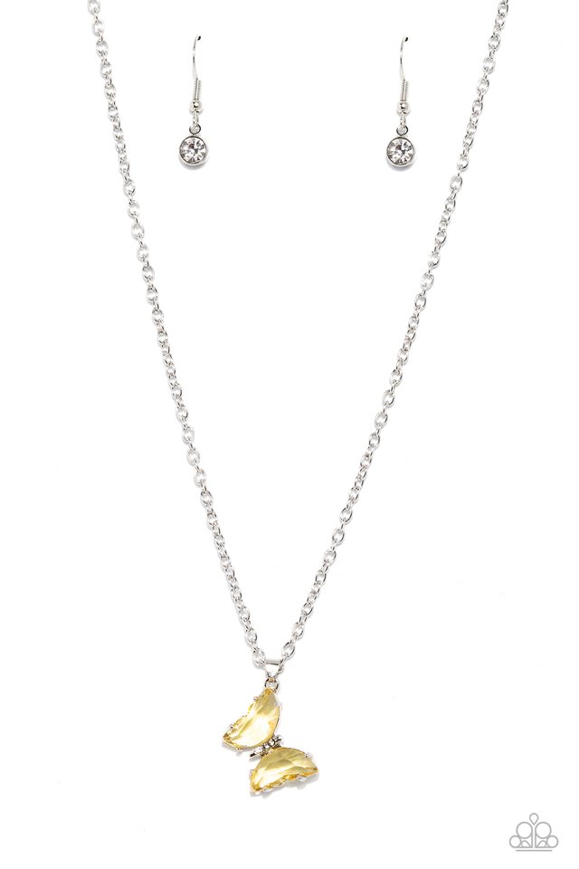 Butterfly Lullaby - Yellow - Paparazzi Necklace Image