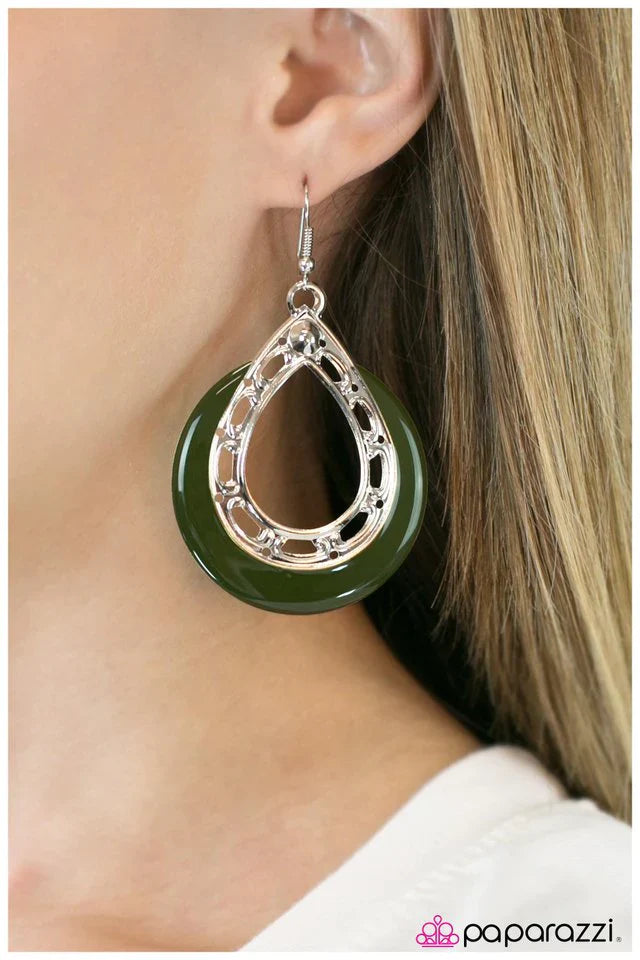 Paparazzi Earring ~ Cut It Out - Green