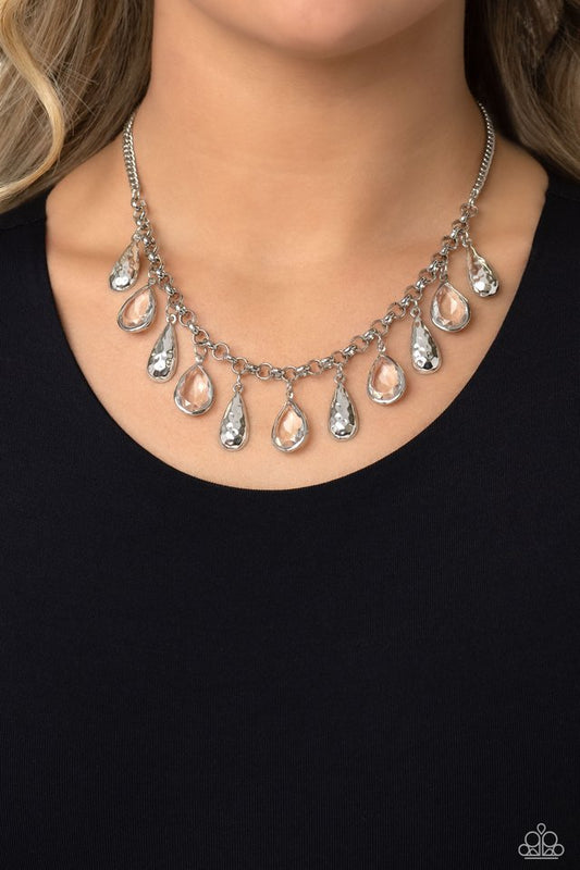 Teardrop Timbre - White - Paparazzi Necklace Image