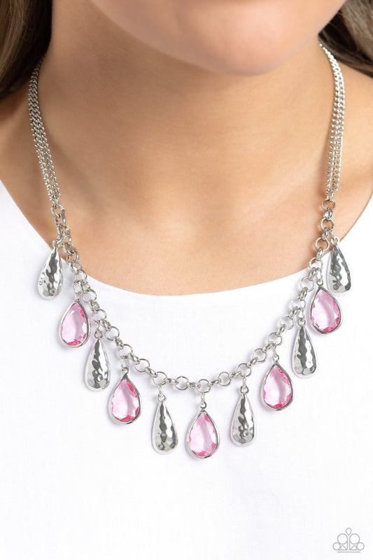 Teardrop Timbre - Pink - Paparazzi Necklace Image