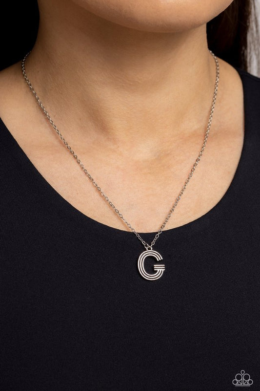 Leave Your Initials - Silver - G - Paparazzi Necklace Image