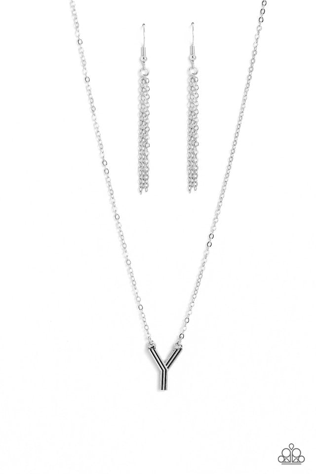 Leave Your Initials - Silver - Y - Paparazzi Necklace Image