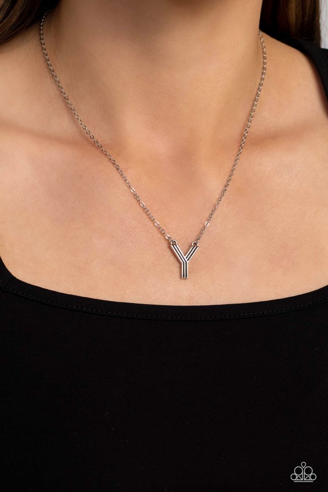 Leave Your Initials - Silver - Y - Paparazzi Necklace Image