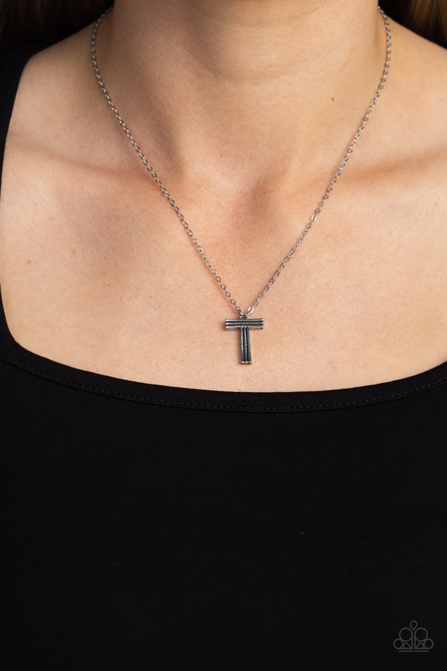 Leave Your Initials - Silver - T - Paparazzi Necklace Image